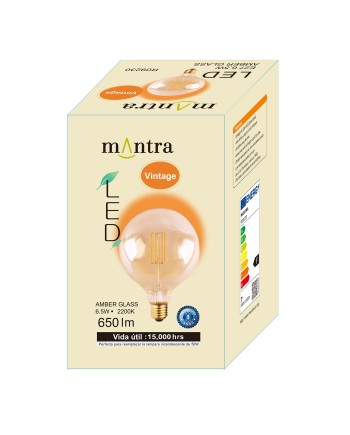 BOMBILLA LED VINTAGE AMBAR  G125 - E27 – 6,5W - 2200K